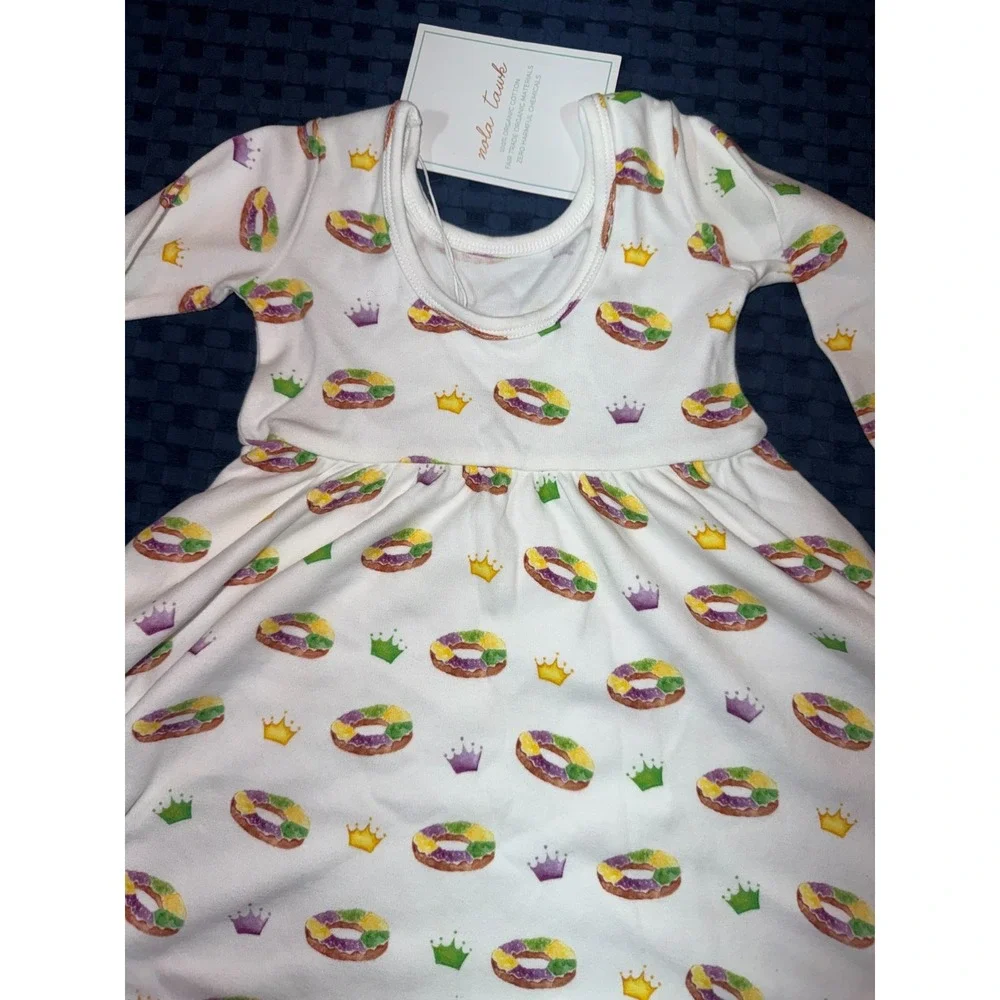 NWT Toddler 2T Nola Tawk Mardi Gras Dress Little Girls King Cake New Orleans